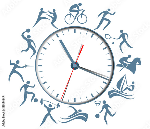 Sport clock with abstract silhouettes of active people