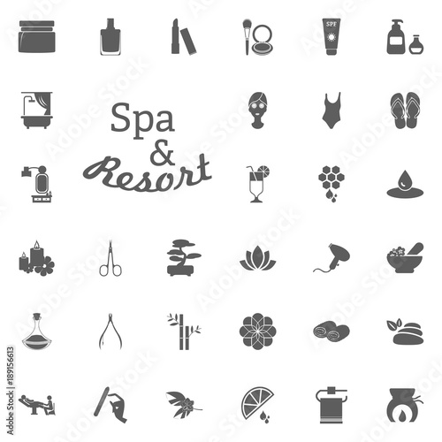 Spa and Recreation letter icon. Spa and Recreation vector set icons. Set of 33 spa icons. © nuwaba