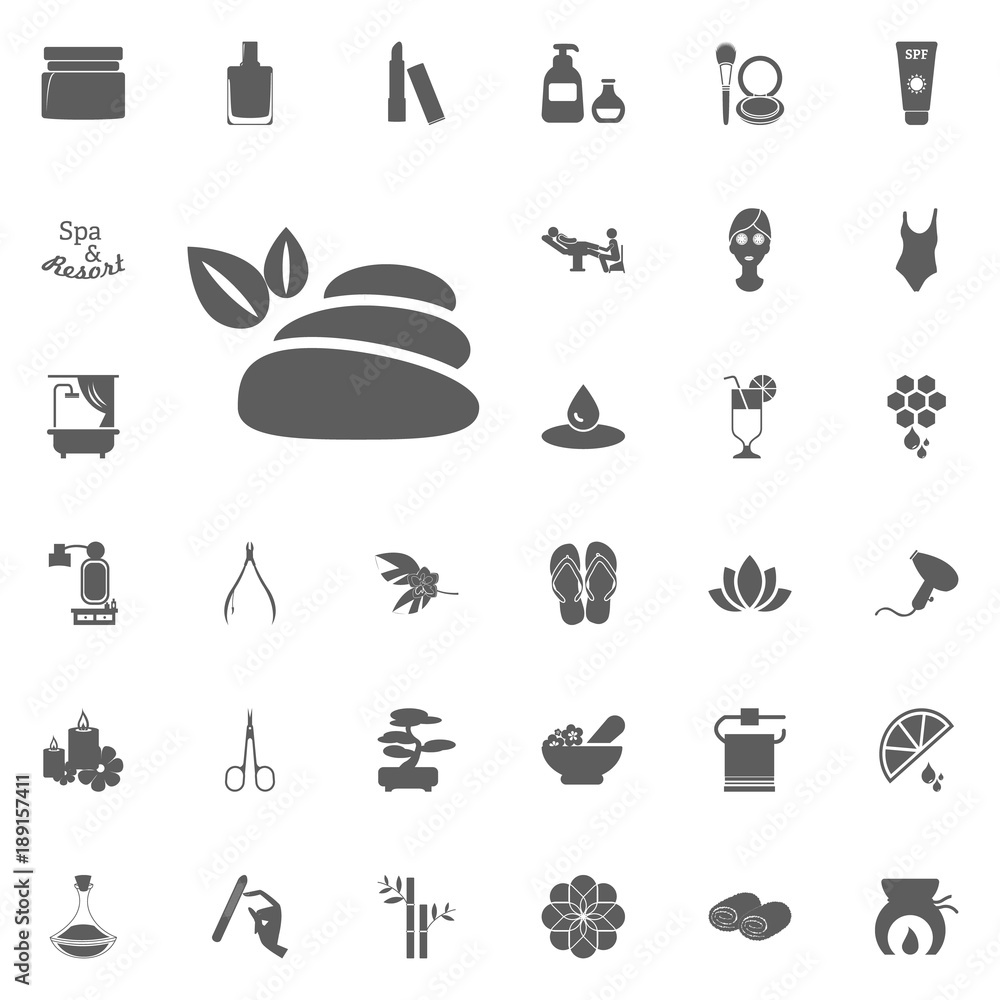 Therapy stones icon. Spa and Recreation vector set icons. Set of 33 spa icons.