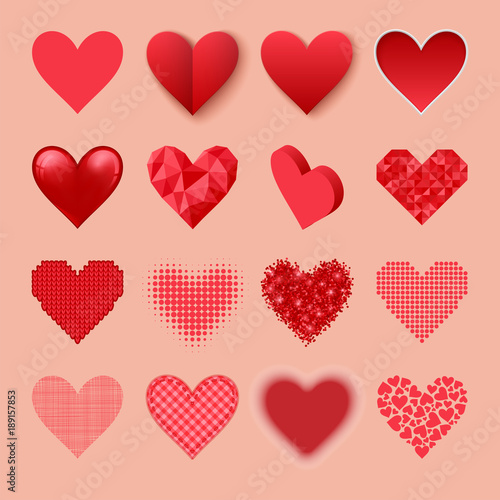 Red heart sharp vector pink color card beautiful celebrate bright emoticon holiday art decoration.