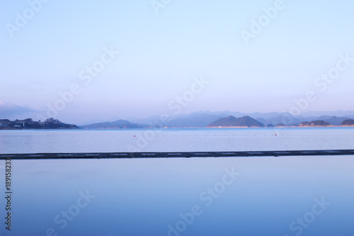 aerial view of beautiful lake at twilight © zhu difeng