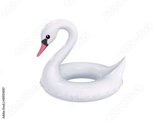 Fototapeta Naklejka Na Ścianę i Meble -  Swimming ring in shape of white swan with clipping path