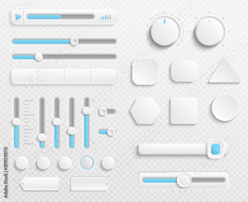 White web buttons and ui sliders vector set isolated on transparent background photo