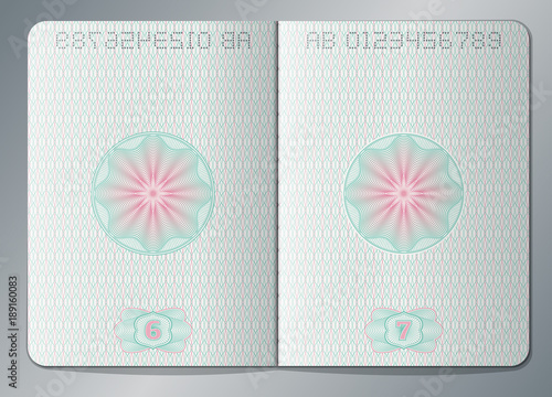 Paper passport open blank pages vector template