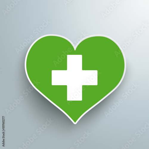 Green Heart White Cross Medicine Paper Shopping Bag Drugstore