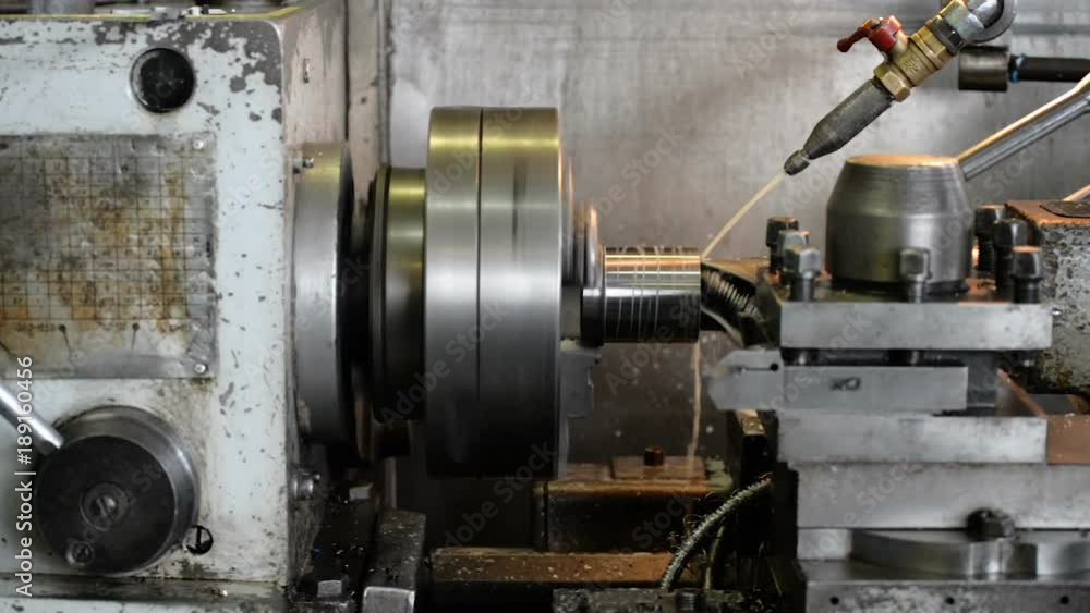 Drilling a deep hole of large diameter. When drilling, a lubricating-cooling liquid is supplied. Drilling a deep hole of large diameter. When drilling, a lubricating-cooling liquid is supplied.