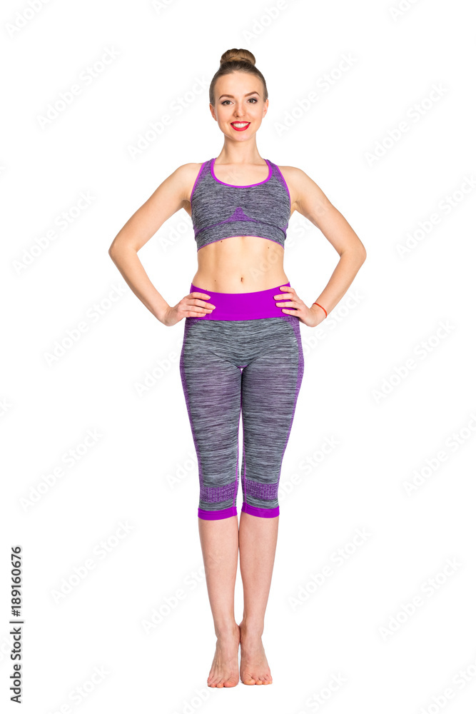 Younf woman fitness instructor isolated on white background Younf woman fitness instructor isolated on white background