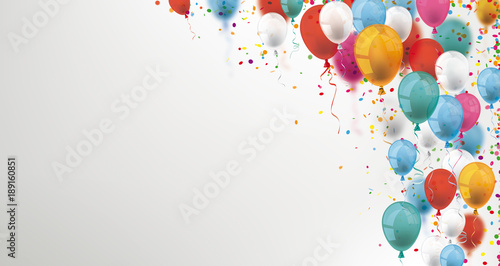Banner mit Bunten Luftballons und Konfetti