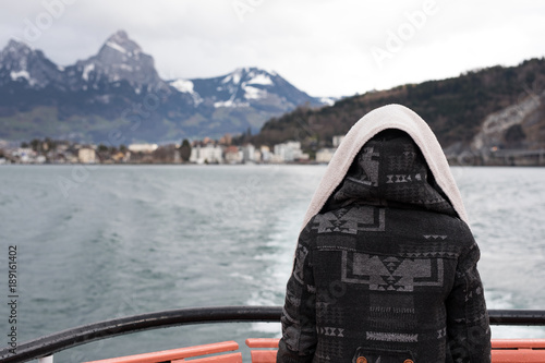 woman lake boat