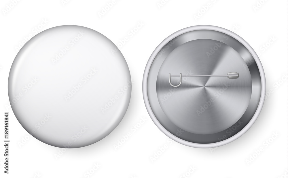 White blank badge pin brooch isolated on white background. White blank badge pin brooch isolated on white background.