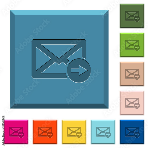 Mail forwarding engraved icons on edged square buttons
