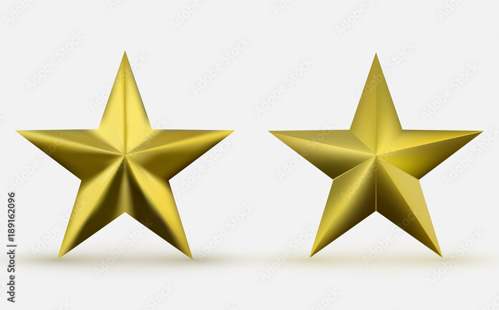 Two realistic metallic golden stars Two realistic metallic golden stars
