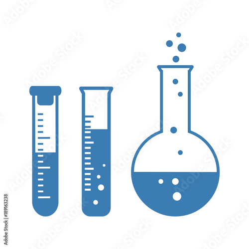 Blue set of chemical vessels. Vector illustration