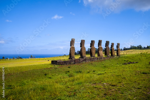 Moais statues, ahu Akivi, easter island