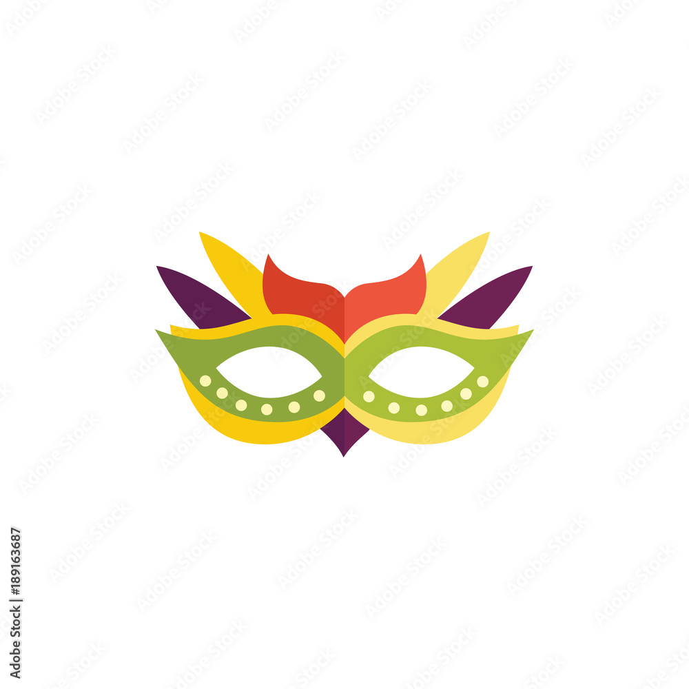 Flat style icon of carnival, masquerade mask, fancy dress element for  birthday party, vector illustration isolated on white background. Flat fancy  dress party mask icon Stock Vector | Adobe Stock