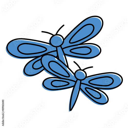 two dragonflies cute animal cartoon vector illustration