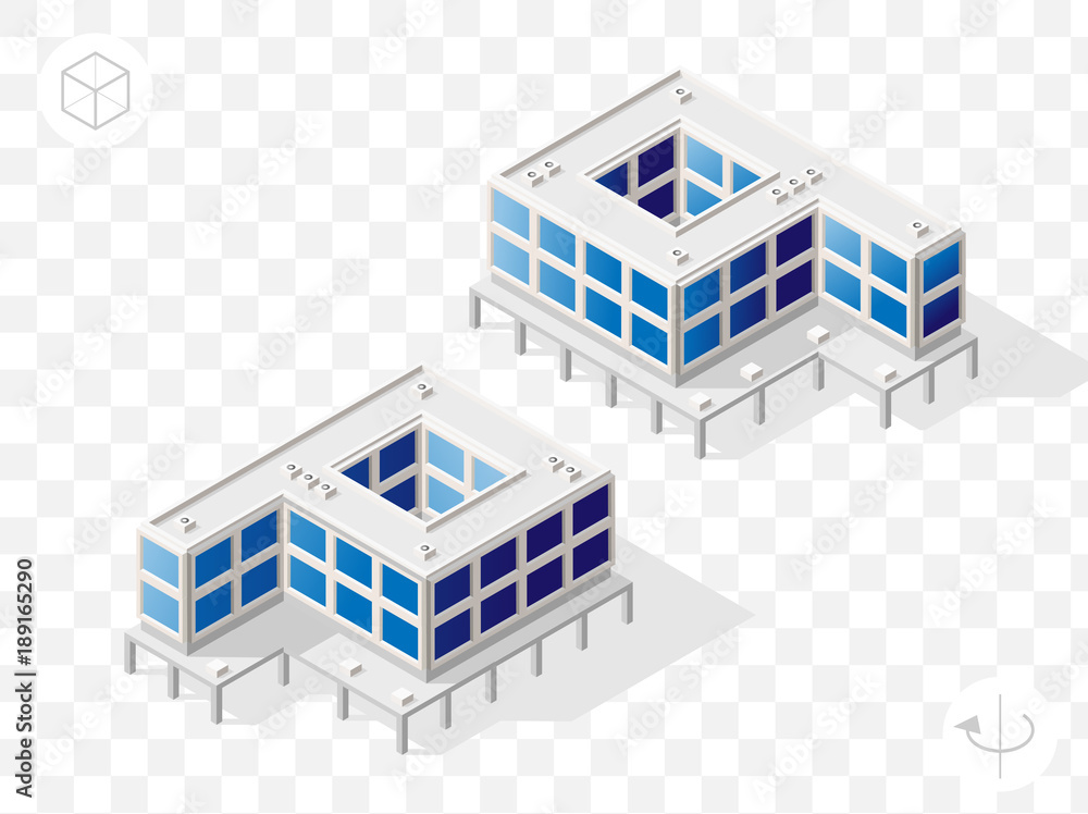 Isometric High Quality City Element with 45 Degrees Shadows on Transparent Background . Offices Isometric High Quality City Element with 45 Degrees Shadows on Transparent Background . Offices