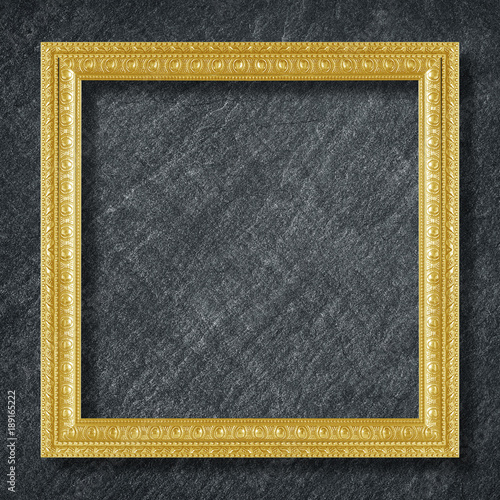 gold frame on Dark grey black slate background ,frame background