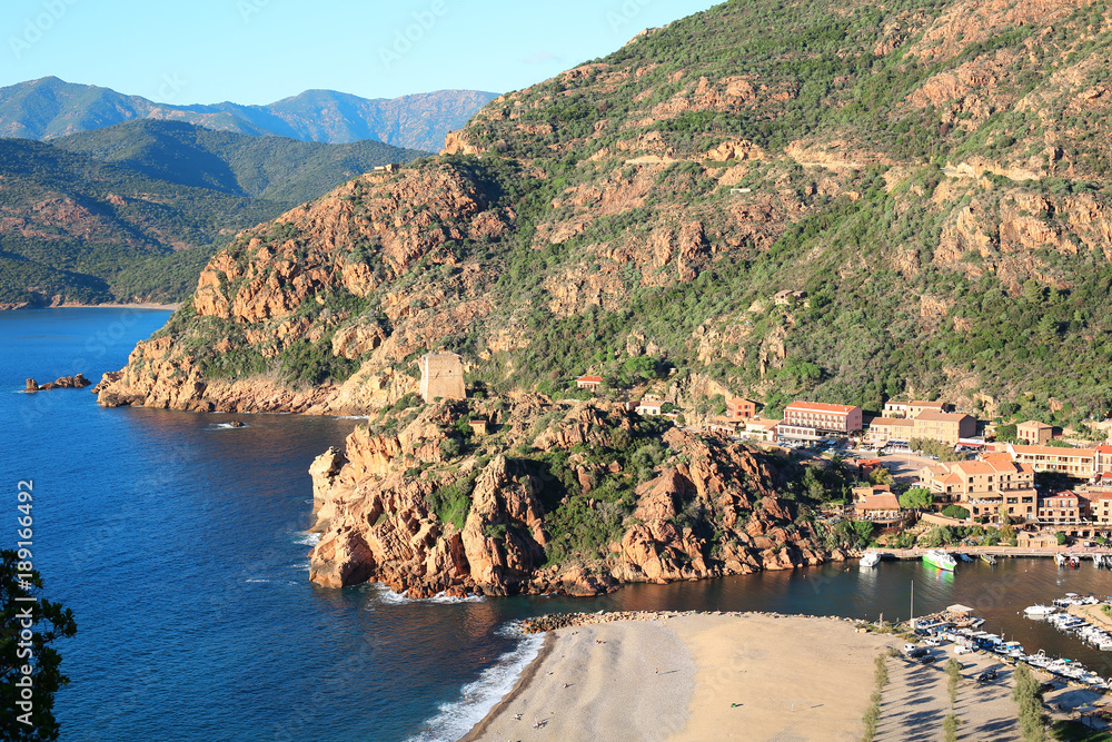 Scenic coastline on Corsica Island, France
