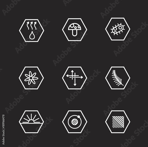 Garments fabric technology and properties vector icon set. Antibacterial and breathable material illustration