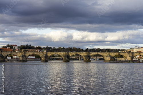 Charles Bridge with the Vltava river in Prague photo