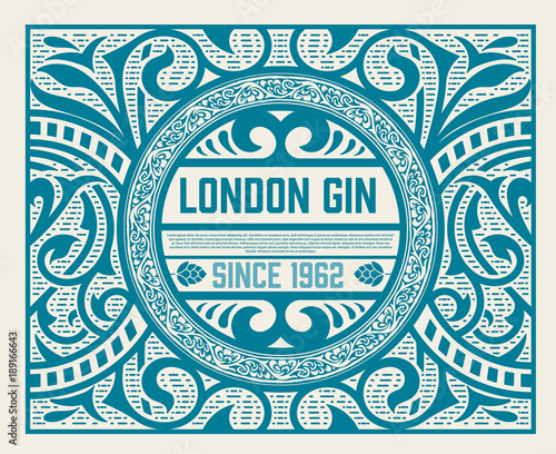 Gin label with floral ornaments