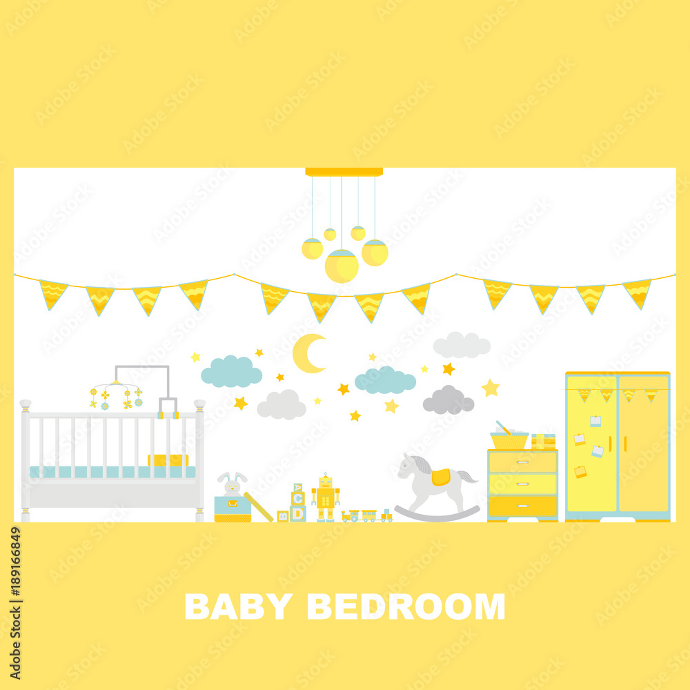 Baby Bedroom Interior Decoration Vector