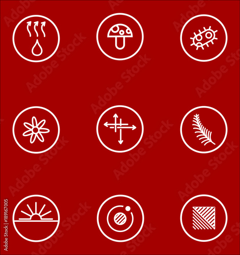 Garments fabric technology and properties vector icon set. Antibacterial and breathable material illustration