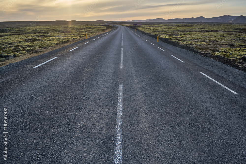 Icelandic landscape with country roadway Icelandic landscape with country roadway