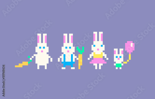Pixel art rabbits family. © PixelChoice