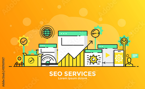 Flat Line Modern Concept Illustration - SEO Services