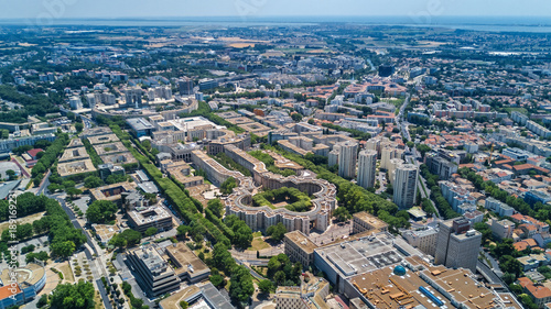 Aerial top view of Montpellier city skyline from above, Southern France 