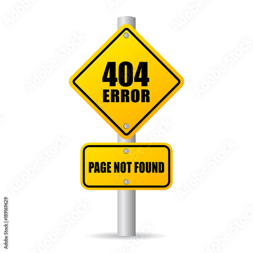 404 error road pole sign illustration