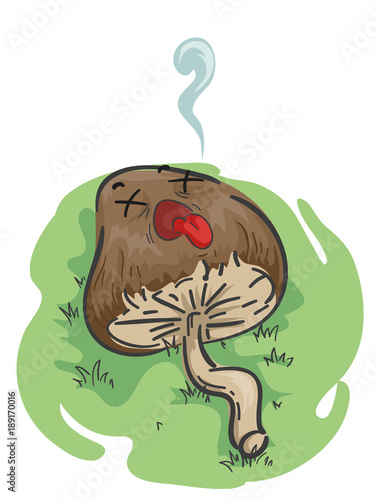 Psychedelic Mushroom Mascot Dead Illustration