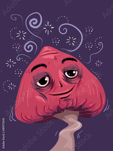 Psychedelic Mushroom Mascot Drug Effect Illustration