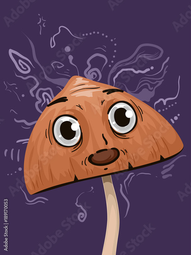 Psychedelic Mushroom Mascot Hallucination Effect Illustration