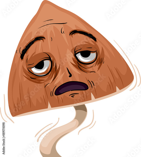 Psychedelic Mushroom Mascot Lethargic Illustration