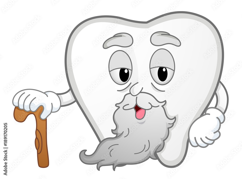 Obraz premium Tooth Mascot Old Cane Illustration