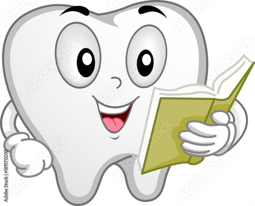 Tooth Mascot Reading Illustration