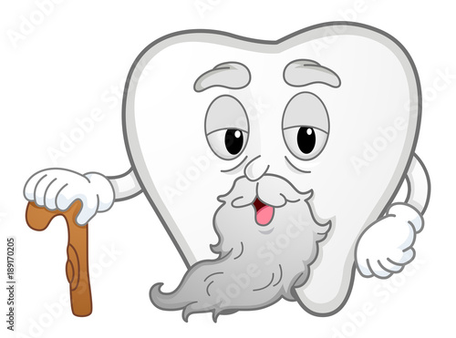 Tooth Mascot Old Cane Illus...