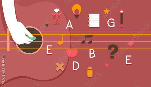 Hand Flat Guitar Lesson Illustration