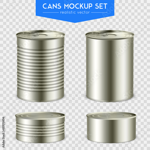 Realistic Cylindrical Cans Mockup Set 