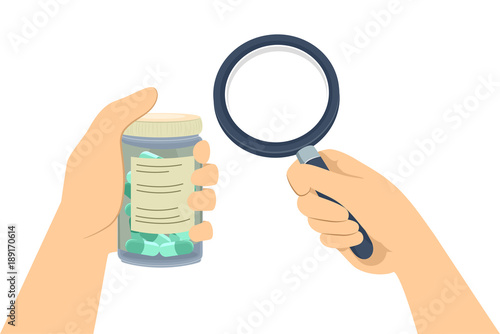 Hands Medicine Magnifying Glass Illustration