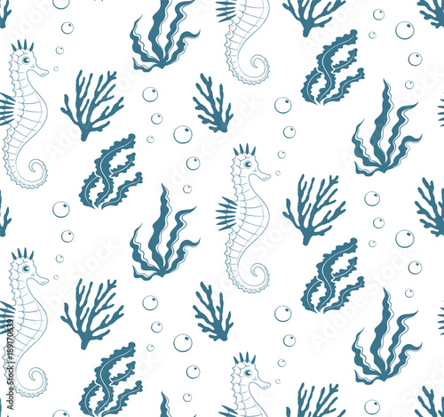 Seamless underwater pattern. Vector illustration.