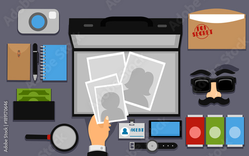 Hand Spy Agent Briefcase Materials Illustration