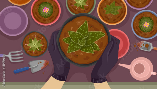 Hands Succulent Plants Pot ...
