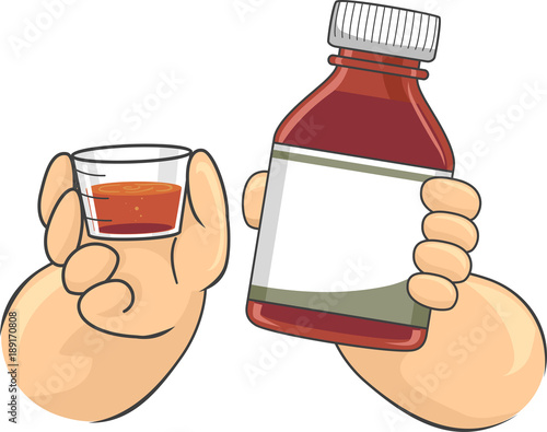 Kids Hands Syrup Measuring Cup Illustration