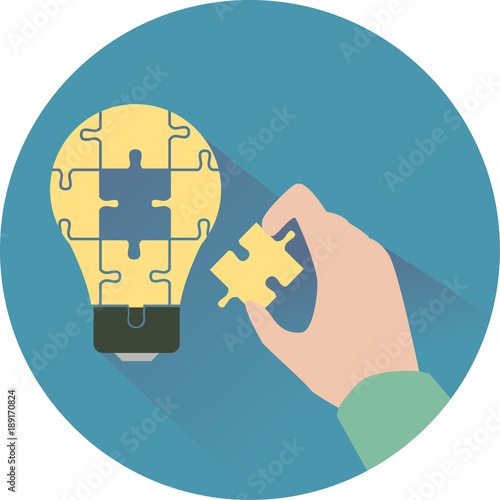 Hand Bulb Idea Puzzle Illus...