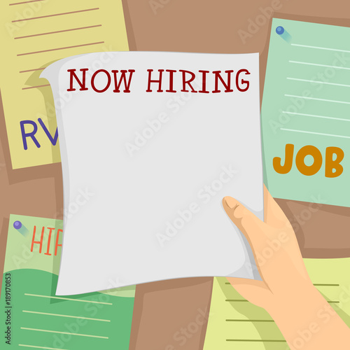Hand Now Hiring Poster Illu...