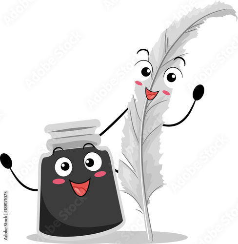Mascot Feather Pen Ink Illu...